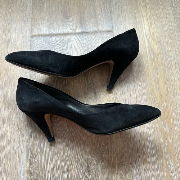 Vintage 80's Bocci Black Suede Pumps Shoes Made In Italy - Size 37.5 EU - Picture 4 of 16